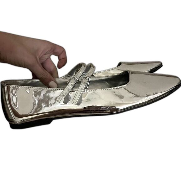 STEVE MADDEN Silver Faux Patent Leather Alisah Ballet Flats - Picture 14 of 14